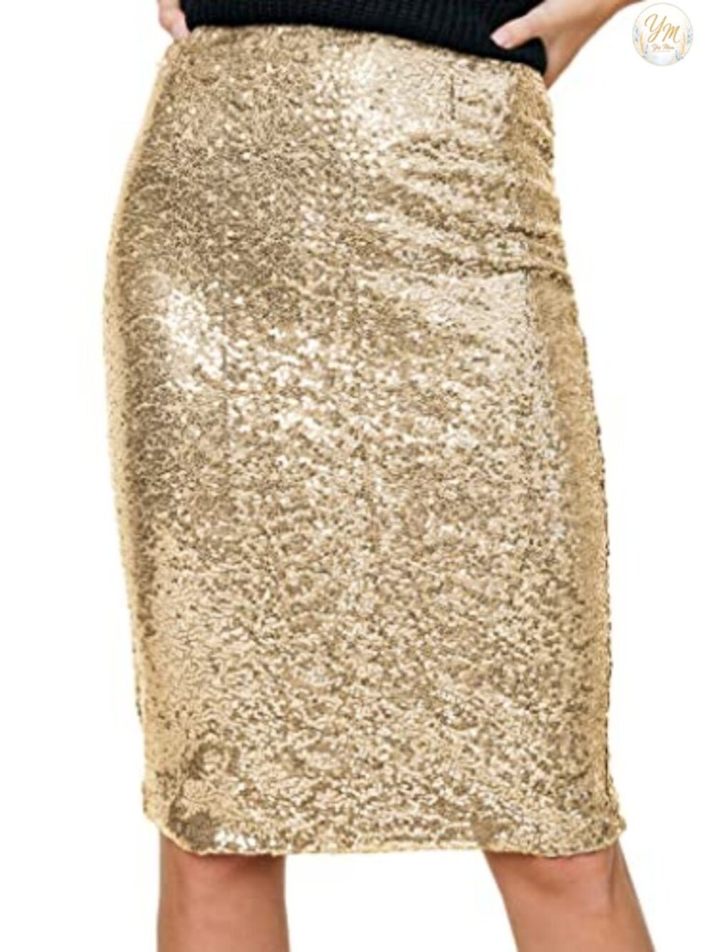 High Waist Sequin Midi Pencil Skirt Cocktail Party